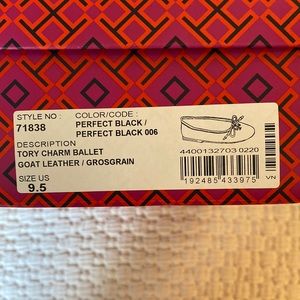 Tory Burch new black leather ballet flats